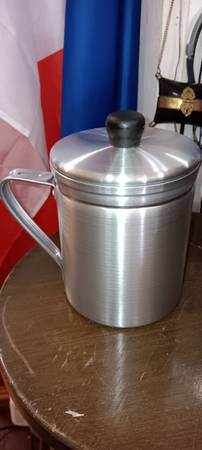new aluminum grease pot strainer & lid 1