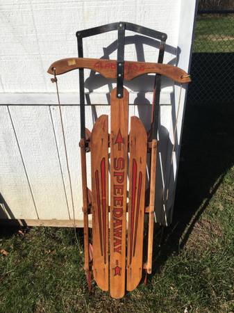 VINTAGE GLADDING SPEEDWAY SLED RUNNER SLED WOOD & METAL SLED 1