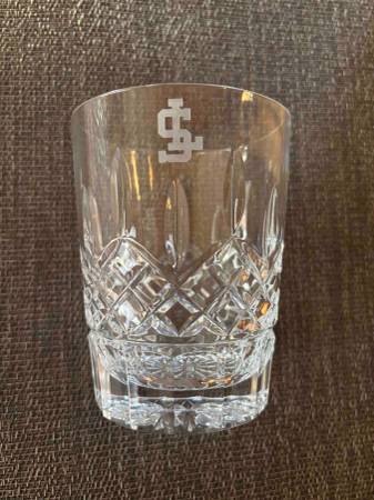 Waterford Lismore Double Old Fashion Crystal Glasses, engraved. 1