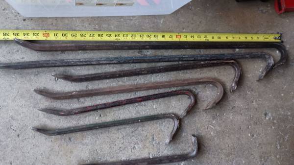 Lot of seven crowbars various sizes used 1