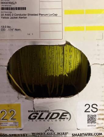 SmartWire Glide Tech - 22 AWG 2 Conductor Shielded Plenum Roll 1