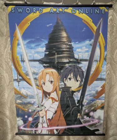Anime Wall Scroll Art - Sword Art Online & Keychain 1