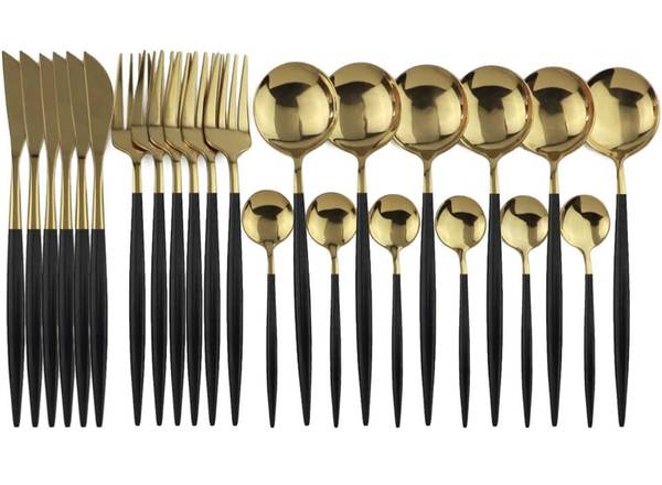 24-Piece Flatware Set, Stainless Steel Knife Fork Spoon Teaspoon 1