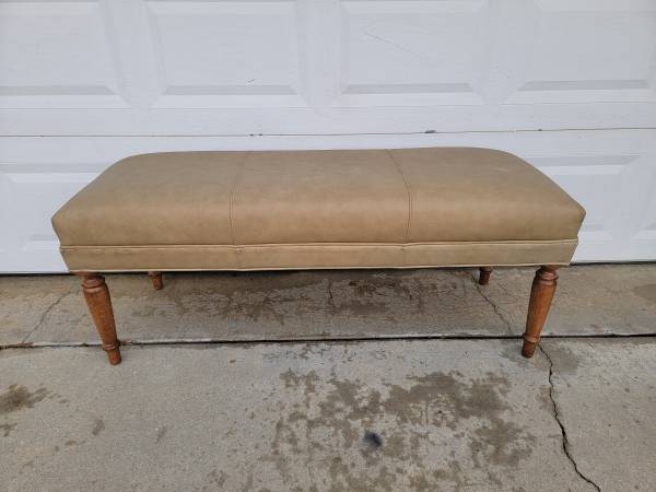 Ethan Allen Leather Bench 1