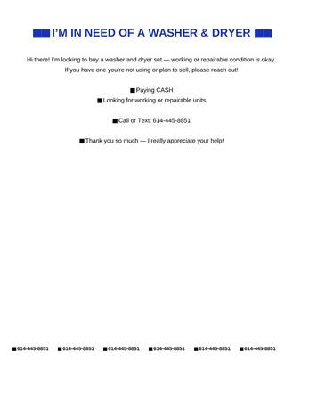 IN NEED OF WASHER AND DRYER 1