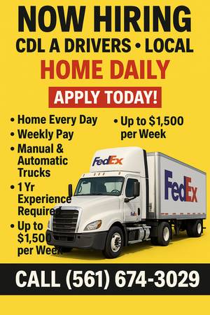 🔥🔥🔥🔥🔥🔥FEDEX -CDL A, LOCAL | HOME DAILY–ORLANDO-🔥🔥🔥 1