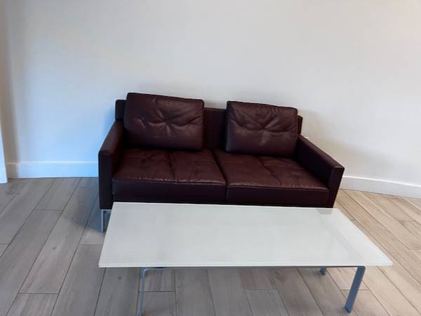 Dark Brown-Tan Leather  Couch by Steelcase 1