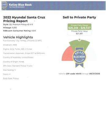 2022 Hyundai Santa Cruz SEL Premium AWD Turbo - $30,500 (Demotte, IN)63618891362561121