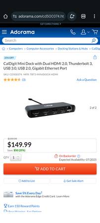 CalDigit  Thunderbolt 3 mini Dock Dual HDMI 1