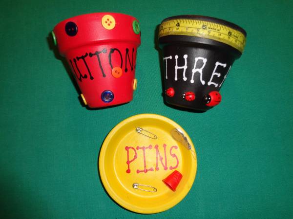 Cute Sewing Themed Pots 1