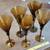 Set of 4 + 1 Large Amber Wine Glasses with Hand Painted Stems 1 thumbnail