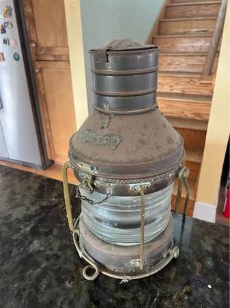 Antique Brass Ship Lantern “Anchor” 1
