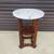 Antique Arts and Crafts Era Round Oak Side Table with Marble Top. 1 thumbnail