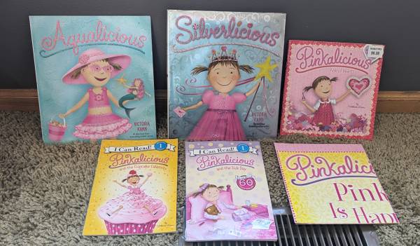 Pinkalicious, Aqualicious & Silverlicious Books and 1 poster- great co 1