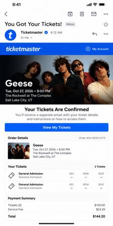 Geese at The Complex Two General Admission Tickets available 1