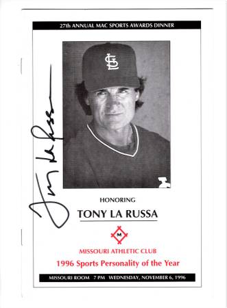 1996 Tony LaRussa Autographed Missouri Athletic Club 27th MAC Program 1