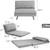 Convertible Linen Armless Dorm Futon Gray 4 thumbnail