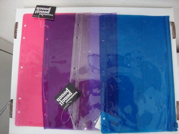 (4) - Binder - Zippered Pencil Pouches - (New) 1