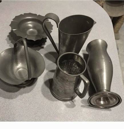 Assorted Antique Pewter and Brass Items 1