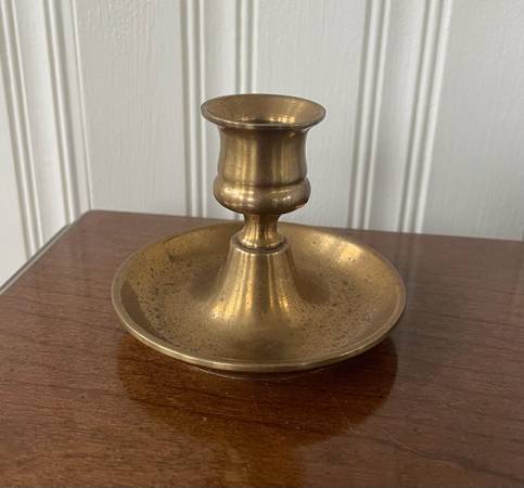 Antique Heavy Solid Brass English Chamberstick Candlestick Candle Holder 1