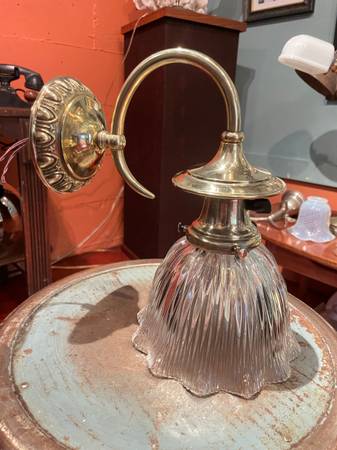 Victorian Vintage Wall Sounce with Holophane Shade 1