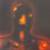Unsigned Original Outsider Artist Grant Gilbert Red Silhouette Oil 2 thumbnail