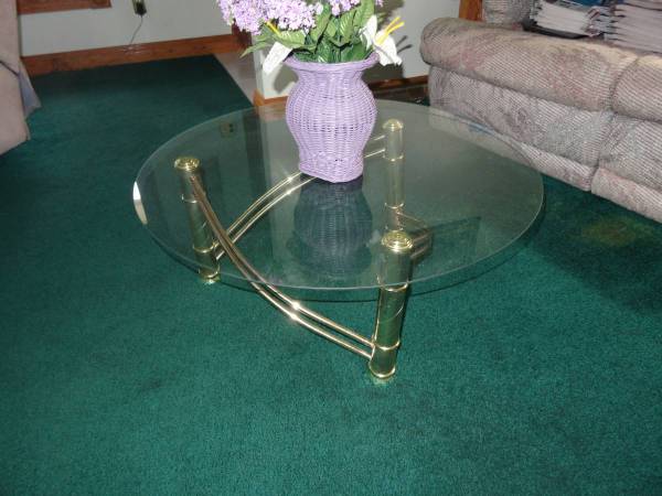 Living Room Tables: Brass and Glass --Less Than Half Price--