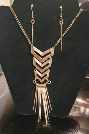 Warning Signal Brass Necklace And Matching Earrings 1