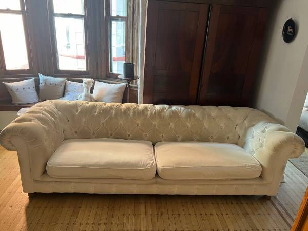 Free Restoration Hardware white velvet couch 1