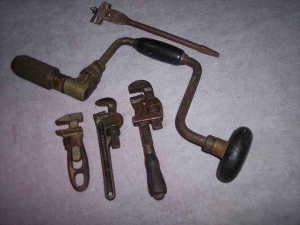 Vintage Hand Drill & Monkey Wrenches 1