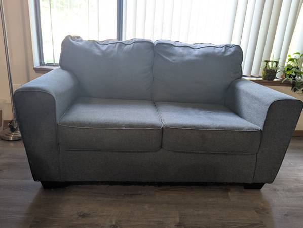 FREE Love Seat - Steel Blue Fabric 1