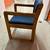 Solid wood MCM chair with blue fabric - 2 available 3 thumbnail