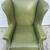 Chippendale Style Green Leather Wingback Chair 12 thumbnail