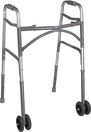 Deluxe Folding Walker with 5" Wheels, Easy Two Button Mechanism 1