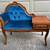 Vintage Telephone Table Blue Velvet Armchair 1 thumbnail
