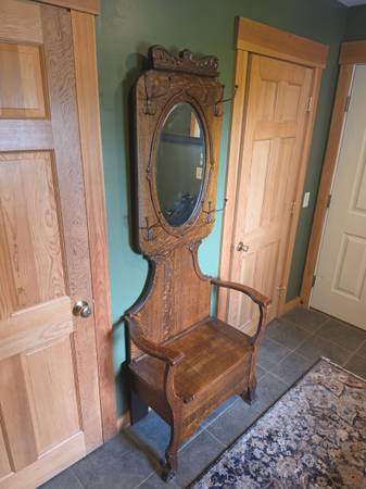 Refinished Hall Chair beautiful wood 1
