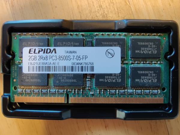 Laptop RAM - single chip 2GB DDR3 PC8500 SODIMM ELPIDA 4GB AVAILABLE 1