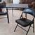 Black square folding table + 2 padded folding metal chairs 1 thumbnail