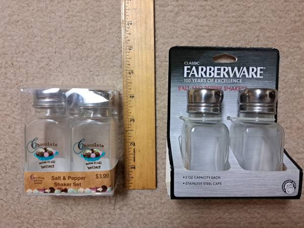 New Farberware Salt and Pepper Shakers or Chocolate Themed 1