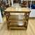 2 Tier Tan Wood Side Table/Bar Cart on Brass Casters 5 thumbnail