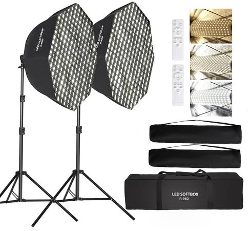 110W Octagonal Softbox Studio Lighting Kit - Pristine 1