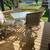 5 pc Patio Dining Table set with square top and four swivel arm chairs in good c 2 thumbnail